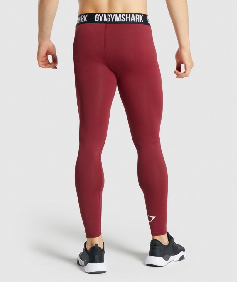 Men's Gymshark Element Baselayer Leggings Burgundy | NZ 8ANJVF